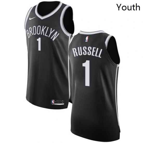 Youth Nike Brooklyn Nets 1 DAngelo Russell Authentic Black Road NBA Jersey Icon Edition